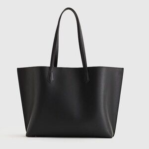 Italian Leather Triple Compartment Shopper Tote black NWT